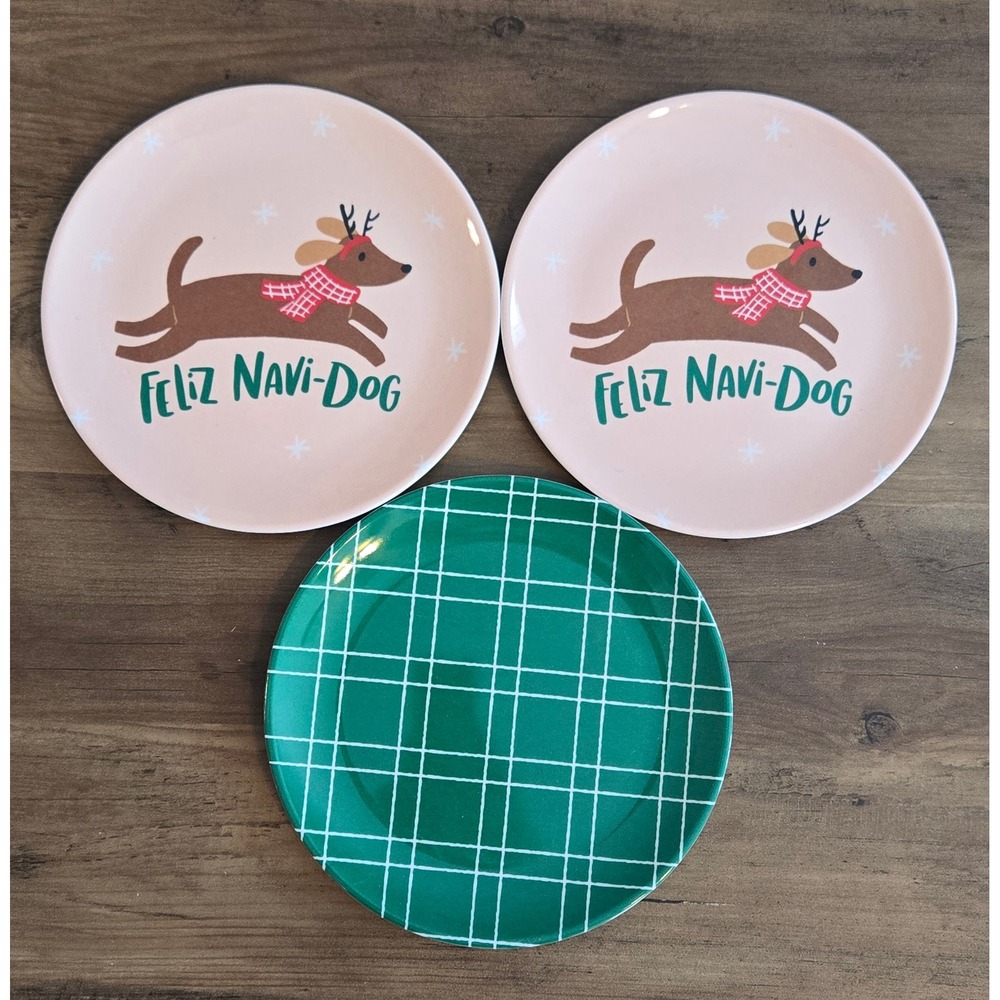Wondershop at Target Feliz Navi-Dog Melamine Plate Set 3pc Pink Green 8 Inch